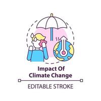 Impact of climate change concept icon. Weather and mental state. Trend in psychology abstract idea thin line illustration. Isolated outline drawing. Editable stroke. vector