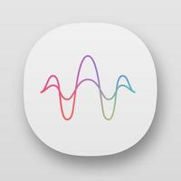 Abstract overlapping waves app icon. UI UX user interface. Sound, audio rhythm wavy lines. Vibration, noise level. Abstract digital soundwave. Web or mobile applications. Vector isolated illustration