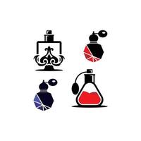 Bottle Perfume Set Objective Icon Design vector