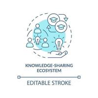 Knowledge-sharing ecosystem turquoise concept icon. Trendy skill to learn abstract idea thin line illustration. Isolated outline drawing. Editable stroke. vector