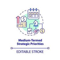 Medium termed strategic priorities concept icon. Principle of budget planning abstract idea thin line illustration. Isolated outline drawing. Editable stroke. vector