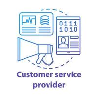 Customer service provider concept icon. Billing idea thin line illustration. Technical support, hotline and communication. Vector isolated outline drawing. Clients assistance. Editable stroke