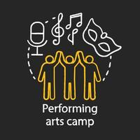 Performing arts, theatrical performers camp chalk concept icon. Artistic, creative personalities community, club idea. Theatre, movie acting amateurs. Vector isolated chalkboard illustration