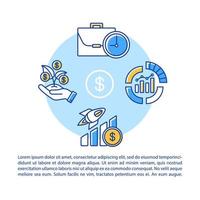 Financial growth, investment article page vector template. Brochure, magazine, booklet design element with linear icons and text boxes. Print design. Concept illustrations with text space