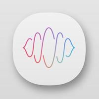 Abstract soundwave app icon. UI UX user interface. Sound, audio wave curves. Voice recording, vibration level. Music rhythm, volume waveform. Web or mobile applications. Vector isolated illustration