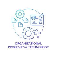 Organizational processes and technology blue gradient concept icon. Information systems synergy abstract idea thin line illustration. Isolated outline drawing. vector