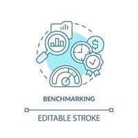 Benchmarking turquoise concept icon. Business intelligence abstract idea thin line illustration. Competitive analysis. Isolated outline drawing. Editable stroke. vector