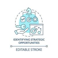 Identifying strategic opportunities turquoise concept icon. Business analytics task abstract idea thin line illustration. Isolated outline drawing. Editable stroke. vector