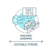 Machine learning turquoise concept icon. Defining augmented data management abstract idea thin line illustration. Isolated outline drawing. Editable stroke. vector