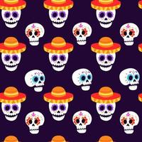 patrones sin fisuras para el día de los muertos dia de los muertos vacaciones. fondo con calaveras. ilustración vectorial para tela, papel de envolver, textil, papel pintado y prendas de vestir. vector