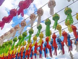 Colorful lanterns for religious beliefs. Handmade crafts made of paper. photo