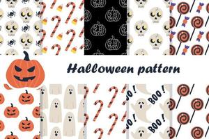 Set of Halloween patterns. Spooky seamless background vector