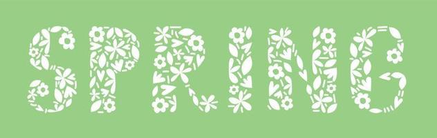 Spring flower lettering vector illustration