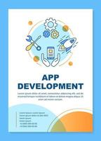 App development poster template layout. Software programming. Mobile application. Banner, booklet, leaflet print design, linear icons. Vector brochure page layout for magazines, advertising flyers