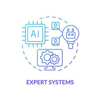 Expert systems blue gradient concept icon. Information systems kind abstract idea thin line illustration. Artificial-intelligence method. Isolated outline drawing. vector