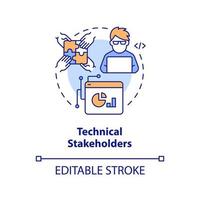 Technical stakeholders concept icon. IT specialist. Type of stakeholder abstract idea thin line illustration. Isolated outline drawing. Editable stroke. vector