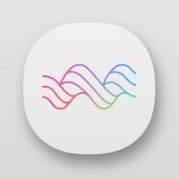 Sound spiral wave app icon. UI UX user interface. Music rhythm, audio curled soundwave. Wavy line. Vibration, noise curve. Digital waveform. Web or mobile applications. Vector isolated illustration