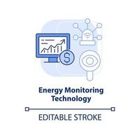 icono de concepto de luz azul de tecnología de monitoreo de energía. estrategia energética parte idea abstracta ilustración de línea delgada. dibujo de contorno aislado. trazo editable. vector