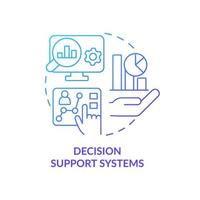 Decision support systems blue gradient concept icon. Data analyzing abstract idea thin line illustration. Decision-making activities. Isolated outline drawing. vector