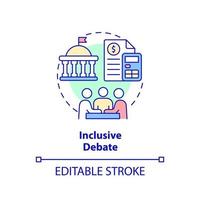 Inclusive debate concept icon. Active discussion. Principle of budget planning abstract idea thin line illustration. Isolated outline drawing. Editable stroke. vector