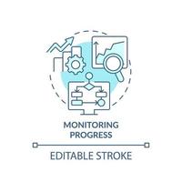 Monitoring progress turquoise concept icon. Business analytics task abstract idea thin line illustration. Market research. Isolated outline drawing. Editable stroke. vector