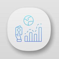 Immigration rate app icon. Business analysis, analytical research. Data representation. International migration. UI UX user interface. Web or mobile applications. Vector isolated illustrations