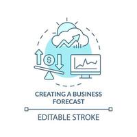 creación de un icono de concepto turquesa de previsión empresarial. asignación de analista de negocios idea abstracta ilustración de línea delgada. dibujo de contorno aislado. trazo editable. vector