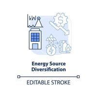 Energy source diversification blue light concept icon. Implementing energy plan abstract idea thin line illustration. Isolated outline drawing. Editable stroke. vector