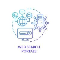 Web search portals blue gradient concept icon. Information sector component abstract idea thin line illustration. Search engines, forums. Isolated outline drawing. vector