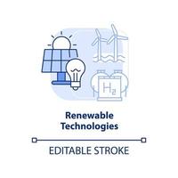 Renewable technologies blue light concept icon. Efficient energy planning abstract idea thin line illustration. Isolated outline drawing. Editable stroke. vector