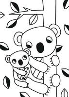 koala, mamá, y, bebé, vector, ilustración vector