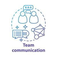 Team communication blue gradient concept icon. Teamwork idea thin line illustration. Exchanging information. Networking. Talking to each other. Online chatting. Vector isolated outline drawing.