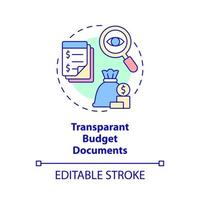 Transparent budget documents concept icon. Principle of budget planning abstract idea thin line illustration. Isolated outline drawing. Editable stroke. vector