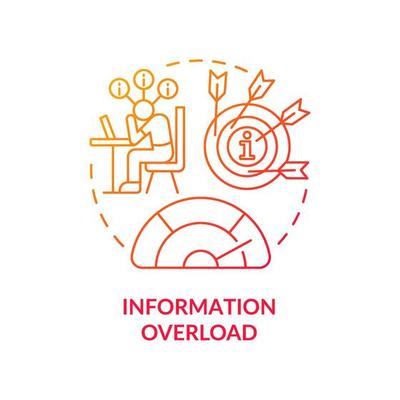 Information overload red gradient concept icon. Information industry complication abstract idea thin line illustration. Multitasking. Isolated outline drawing.