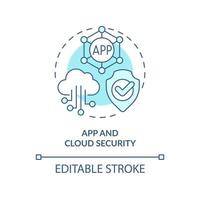 App and cloud security turquoise concept icon. Tech skill in demand abstract idea thin line illustration. Software. Isolated outline drawing. Editable stroke. vector