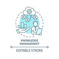 Knowledge management turquoise concept icon. Business intelligence abstract idea thin line illustration. Maintaining info. Isolated outline drawing. Editable stroke. vector