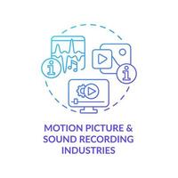 Motion picture and sound recording industries blue gradient concept icon. Information sector part abstract idea thin line illustration. Isolated outline drawing. vector