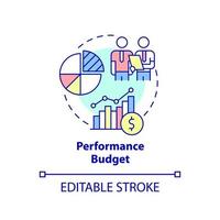 Performance budget concept icon. Financial program. Budgeting type abstract idea thin line illustration. Isolated outline drawing. Editable stroke. vector