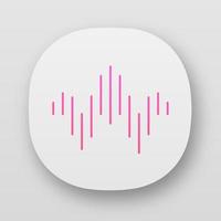 Dj sound wave app icon. UI UX user interface. Soundtrack playing abstract form. Song, melody, music track soundwave. Audio geometric waveform. Web or mobile applications. Vector isolated illustration