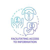 Facilitating access to information blue gradient concept icon. Responsibility of information sector abstract idea thin line illustration. Isolated outline drawing. vector