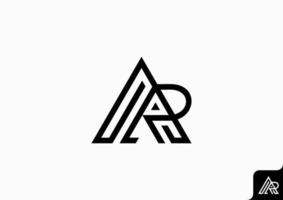Letter AR RA icon logo flat minimalist colorful black and white vector