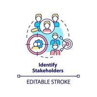 Identify stakeholders concept icon. Step of stakeholder relations abstract idea thin line illustration. Isolated outline drawing. Editable stroke. vector