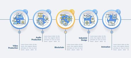 seleccionando las mejores habilidades para la plantilla de infografía de círculo de autónomos. visualización de datos con 5 pasos. gráfico de información de la línea de tiempo del proceso. diseño de flujo de trabajo con iconos de línea. vector