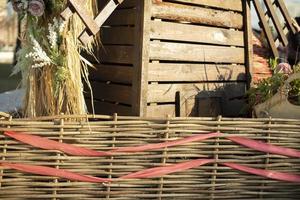 Decoration made of wood. Details of park figure. Festive background for Easter. photo