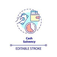 Cash solvency concept icon. Assets and liabilities. Budget balance abstract idea thin line illustration. Isolated outline drawing. Editable stroke. vector