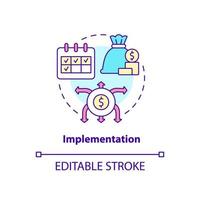 Implementation concept icon. Amended financial plan. Budgeting process abstract idea thin line illustration. Isolated outline drawing. Editable stroke. vector