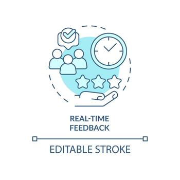Real-time feedback turquoise concept icon. Tendency in skill development abstract idea thin line illustration. Isolated outline drawing. Editable stroke. vector