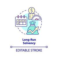 Long run solvency concept icon. Assets and liabilities. Budget balance abstract idea thin line illustration. Isolated outline drawing. Editable stroke. vector