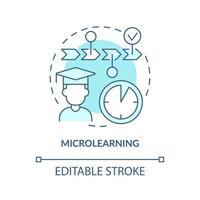 Microlearning turquoise concept icon. New skill you can learn abstract idea thin line illustration. Small content pieces. Isolated outline drawing. Editable stroke. vector