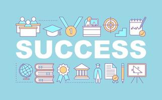 Success word concepts banner. Education. Goal achieving. Isolated lettering typography idea with linear icons. Gaining knowledge. Skill improvement. Vector outline illustration
